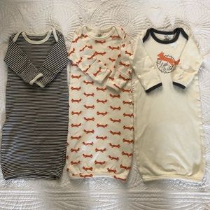 3 boy/girl organic cotton baby gowns